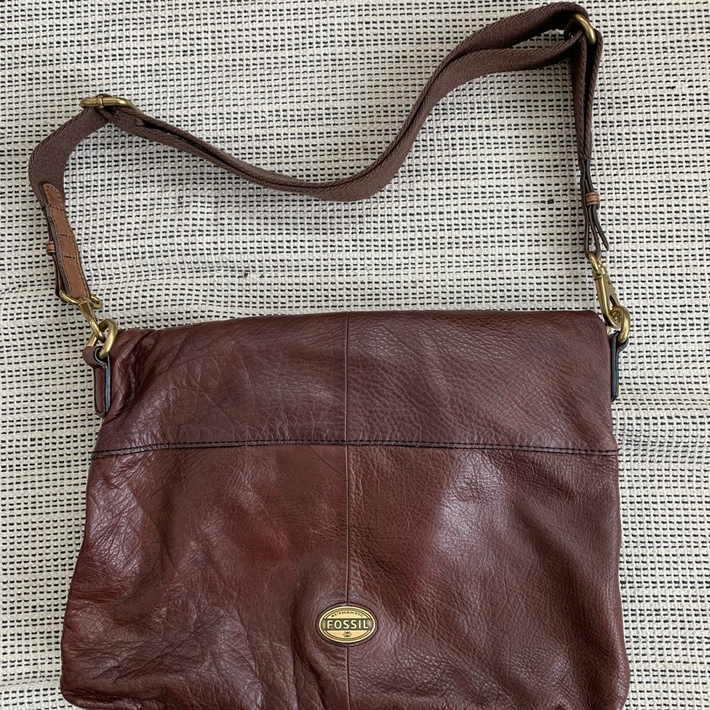 Fossil Brown Leather Crossbody Bag